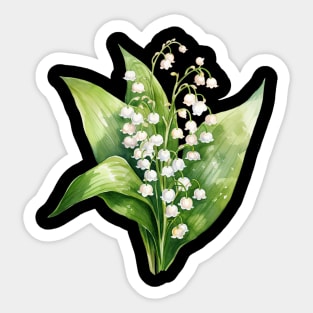 Lily of the valley, lily design, flowers, floral art, watercolor illustration of lily of the vally, poisonous plant, may, birth flower Sticker